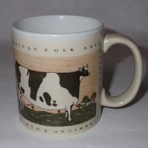 Warren Kimble American Folk Art Cow Coffee Mug Farmhouse Cream Otagiri Japan